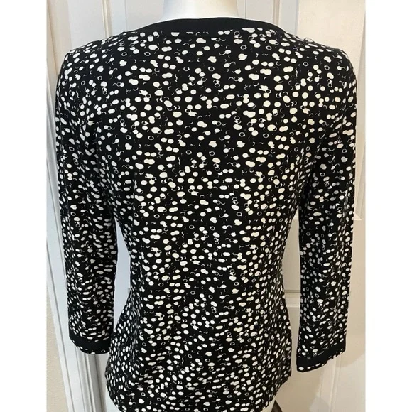 Talbots Top with Tie at Neckline in Black & White Bubble Print Size Small - Picture 5 of 6